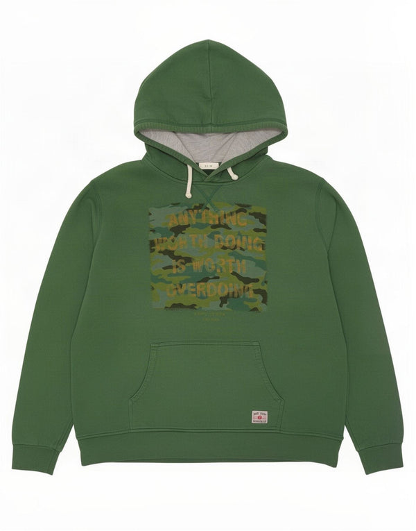 PEPE Jeans Mens Graphic Slim Fit Hoodie Jumper 2XL Green Cotton