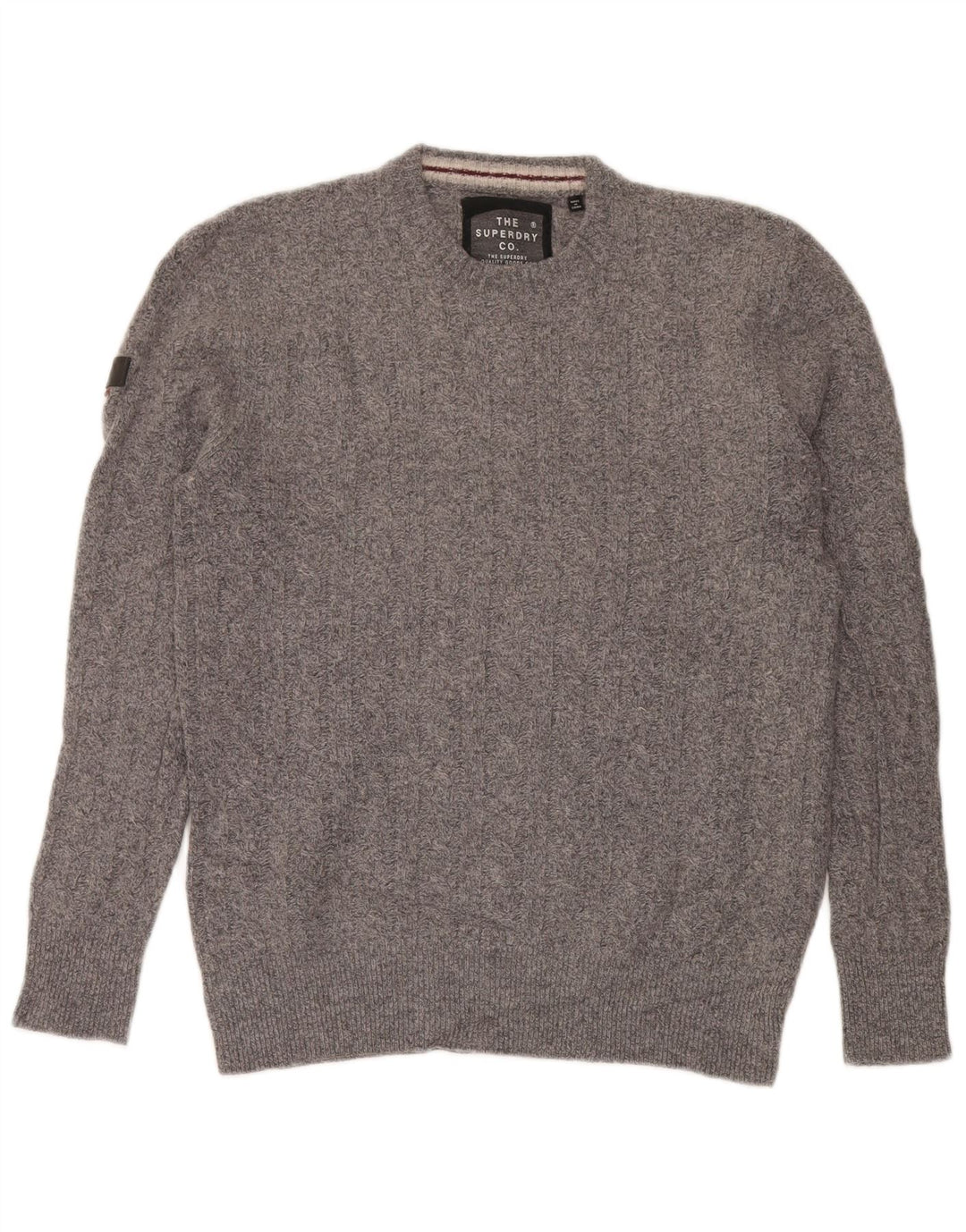 Superdry Herre sweater med rund hals XL Grå Flecked Lammeuld