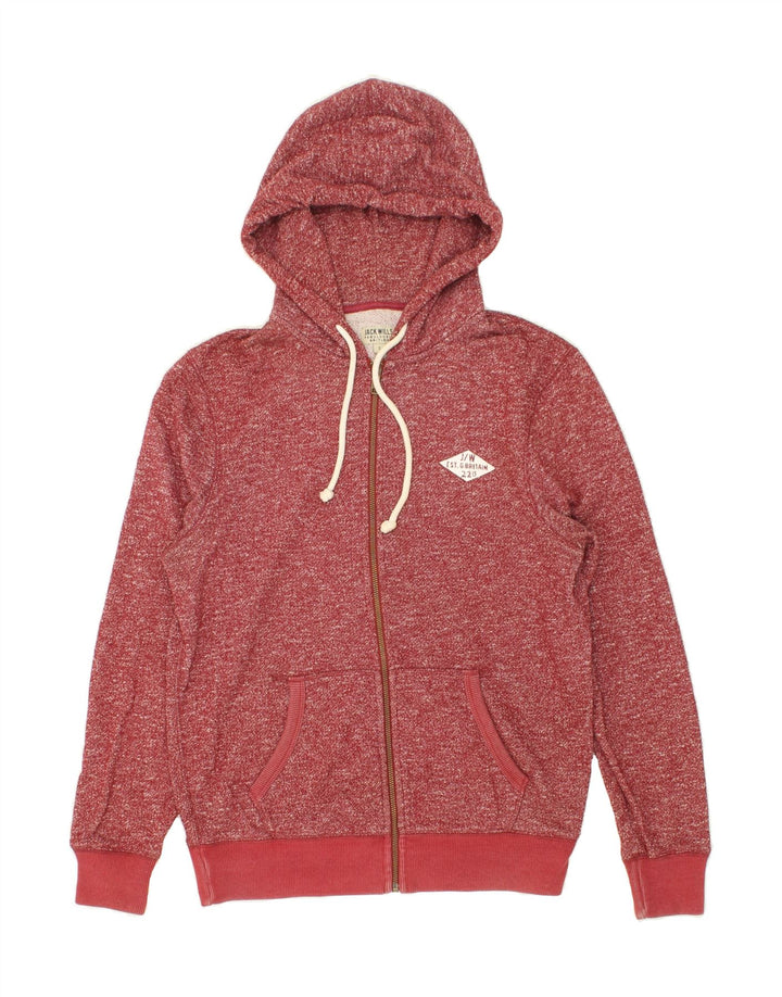 JACK WILLS Mens Zip Hoodie Sweater Small Red Flecked Cotton Vintage Jack Wills and Second-Hand Jack Wills from Messina Hembry 