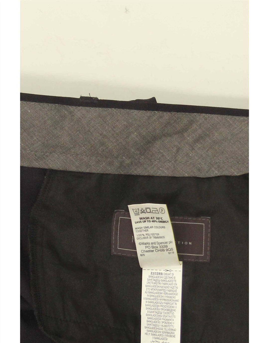 Marks & Spencer Herre Lige Regular Fit Suit Bukser W42 L29 Sort