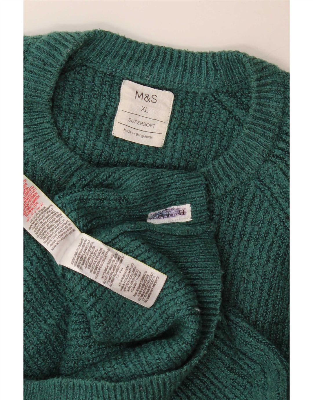 Marks & Spencer Herre sweater med rund hals XL Grøn polyamid