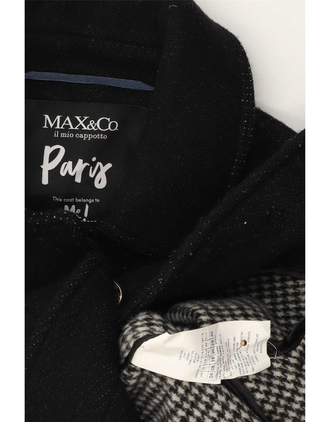 Max&Co. Dameoverfrakke UK 8 Lille sort uld