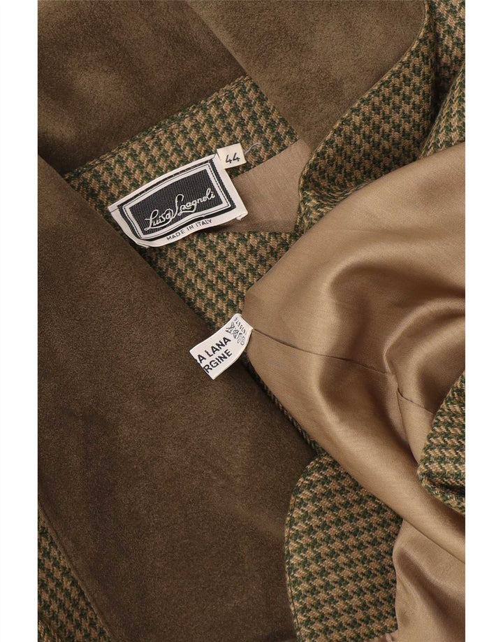Luisa Spagnoli Dame 5-knaps blazerjakke IT 44 Medium Khaki Houndstooth