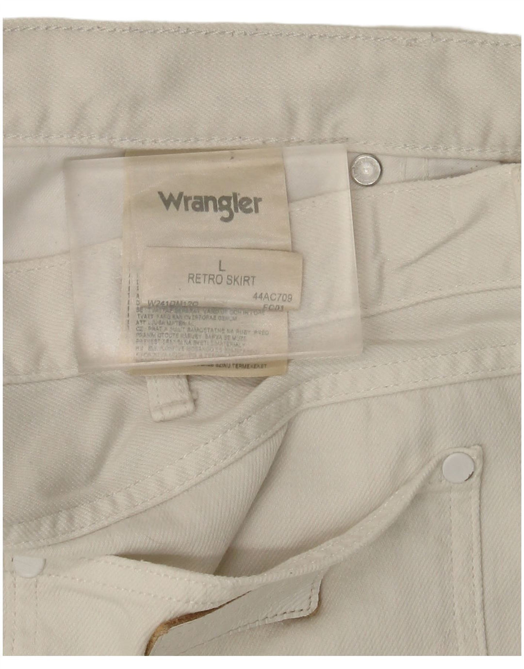 Wrangler Dame Mini Denim Nederdel Stor W36 Hvid Bomuld