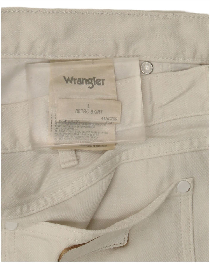 Wrangler Dame Mini Denim Nederdel Stor W36 Hvid Bomuld