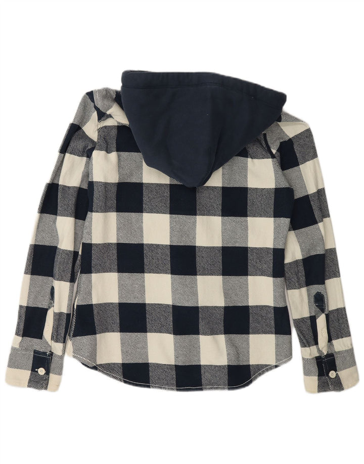 SUPERDRY Flanellskjorte med hætte til drenge 15-16 år Large Navy Blue Chevron