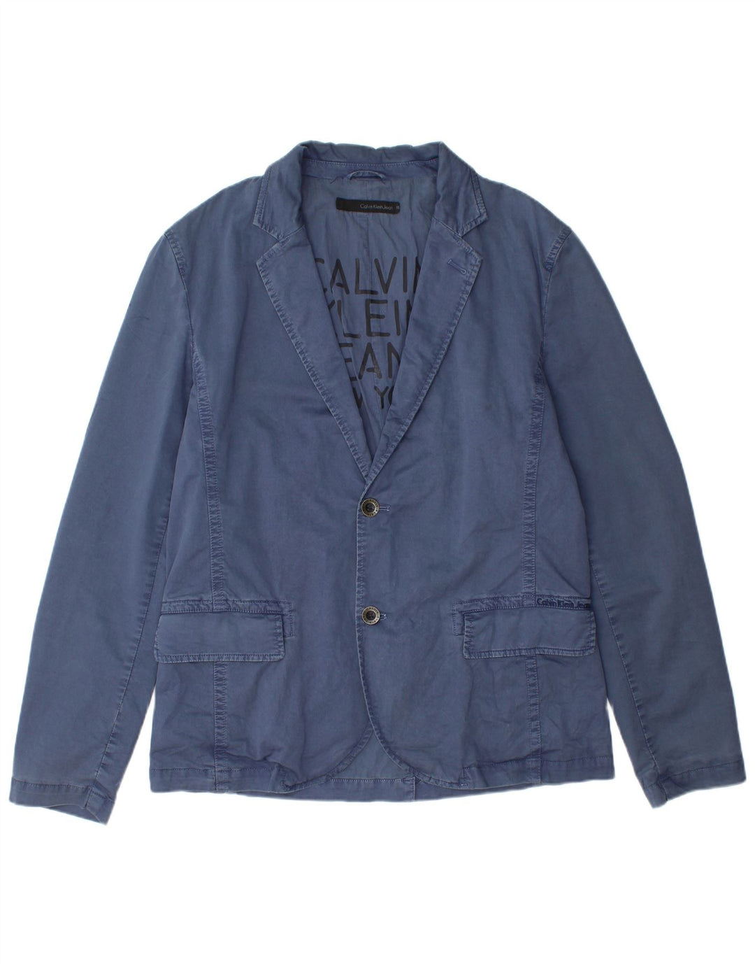 Calvin Klein Jeans Herre 2 Button Blazer Jacket UK 42 XL Blå Bomuld