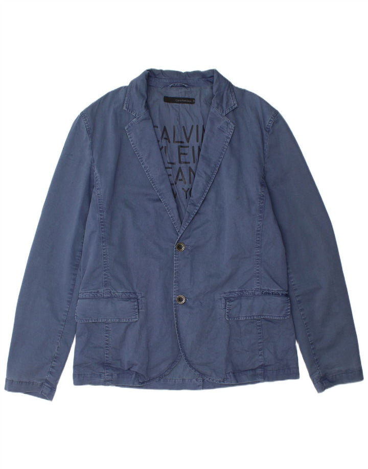 Calvin Klein Jeans Herre 2 Button Blazer Jacket UK 42 XL Blå Bomuld