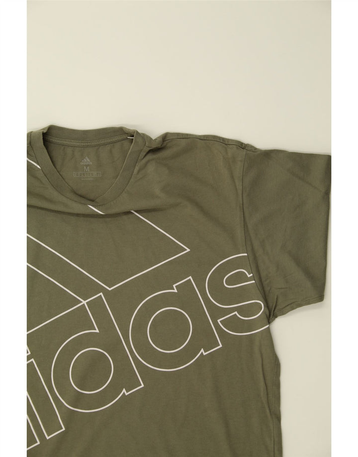 ADIDAS Mens Graphic T-Shirt Top Medium Khaki Cotton Vintage Adidas and Second-Hand Adidas from Messina Hembry 