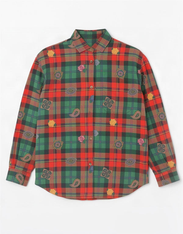 Henry Cottons Dame Loose Fit Flanell Shirt IT 42 Medium Green Plaid