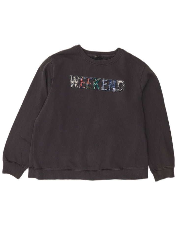 Marks & Spencer Dame Weekend Graphic Sweatshirt Jumper UK 14 Large Black