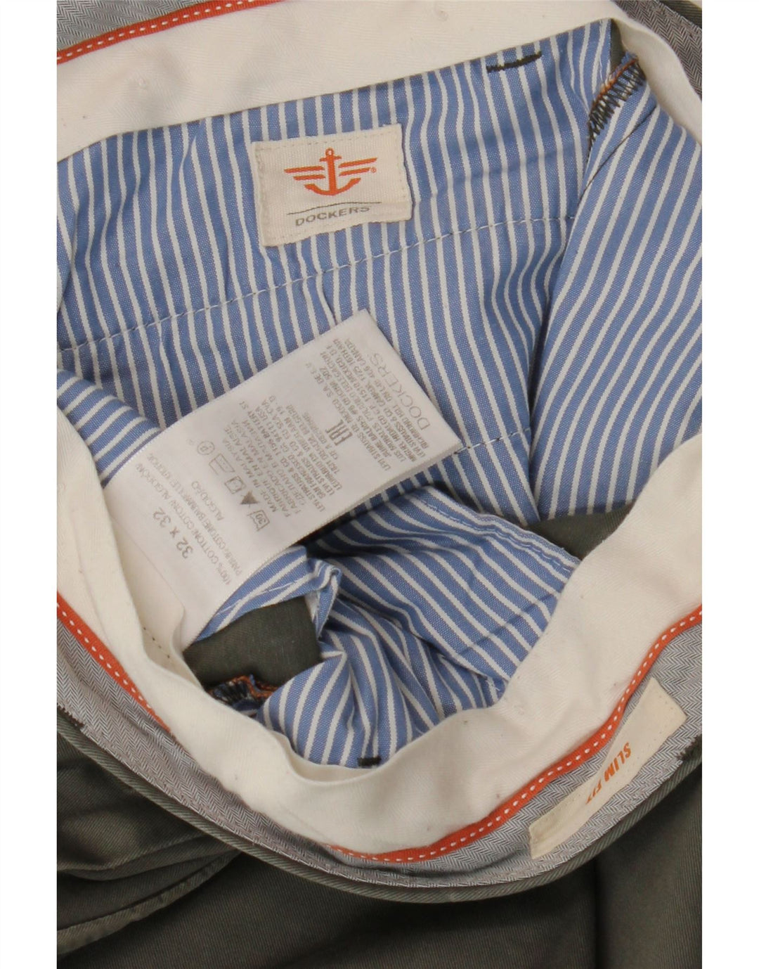 DOCKERS Slim Fit Chinobukser til mænd W32 L32 Khaki Bomuld