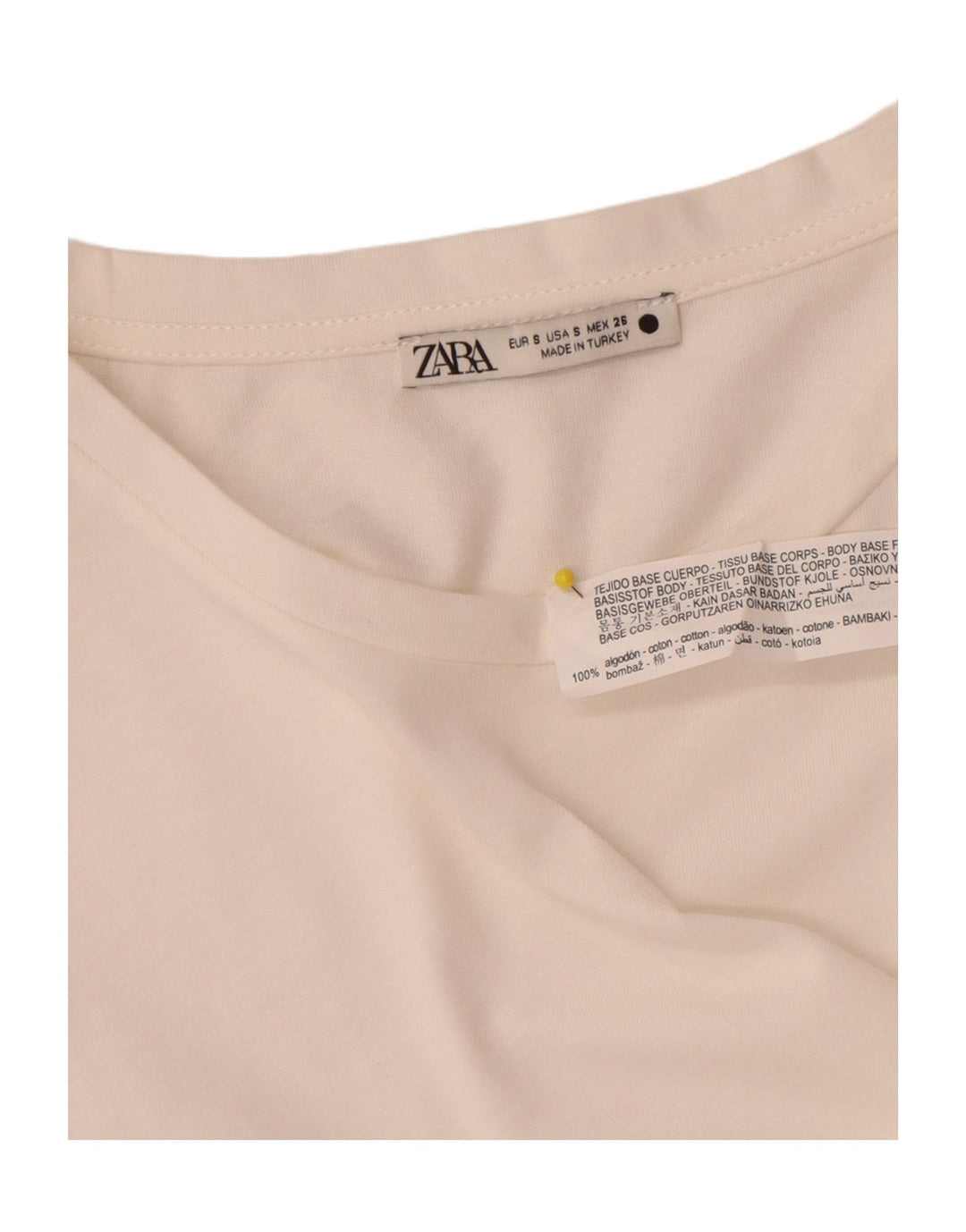 Zara Dame Bluse Top UK 10 Lille Hvid Bomuld