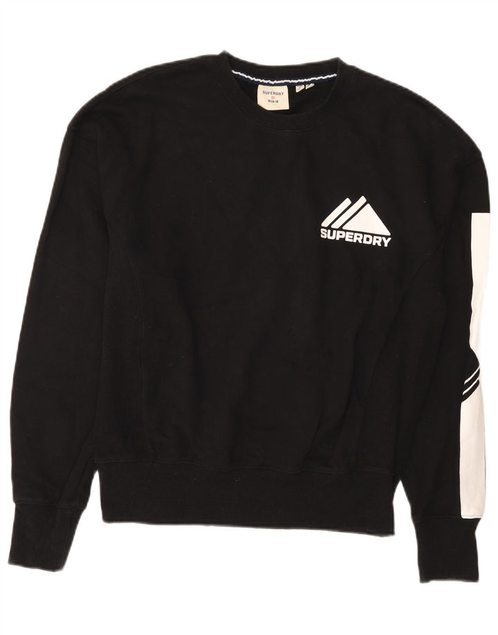 Superdry Graphic Sweatshirt Jumper UK 12 Medium Black Colourblock