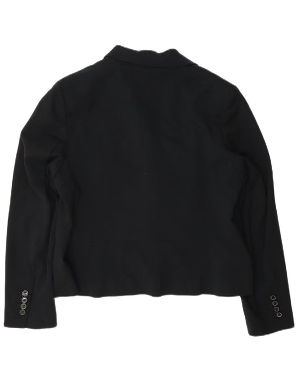 Marks & Spencer Dame Crop 2 Button Blazer Jacket UK 16 Large Black