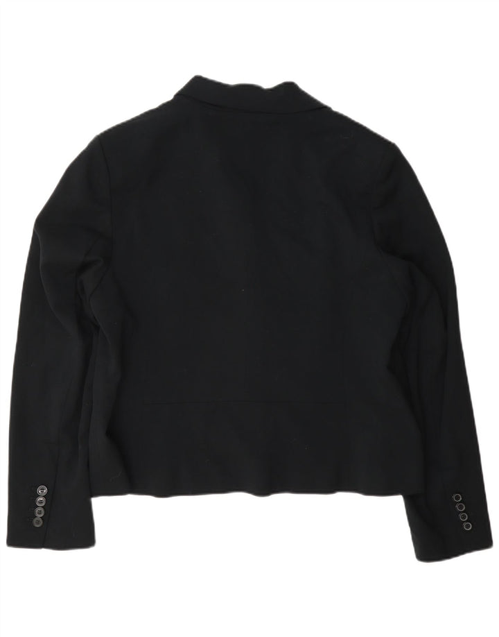 Marks & Spencer Dame Crop 2 Button Blazer Jacket UK 16 Large Black