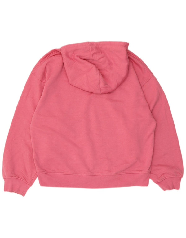 Zara Dame Oversized Hoodie Jumper UK 14 Medium Pink Bomuld