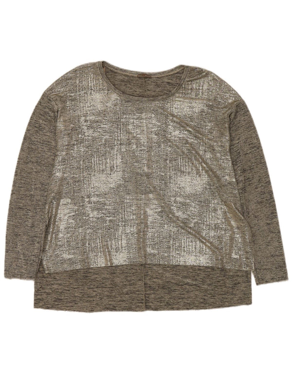 Zara Dame Top Langærmet UK 14 Medium Grey Flecked Polyester Modern