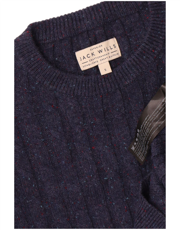 Jack Wolfskin Herre Crew Neck Jumper Sweater Small Navy Blue Flecked Wool