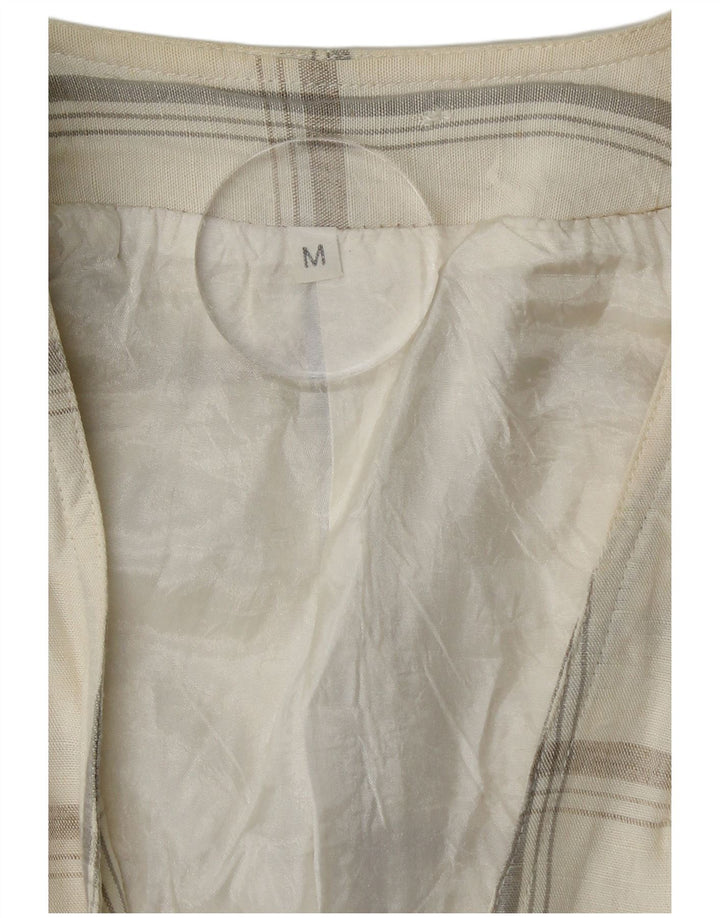 Vintage dame 1-knaps blazerjakke UK 14 Medium Beige Ternet linned