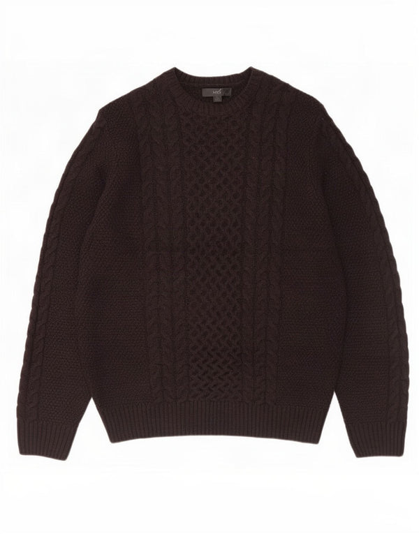 Marks & Spencer Mens Crew Neck Jumper Sweater XL Brown Acrylic