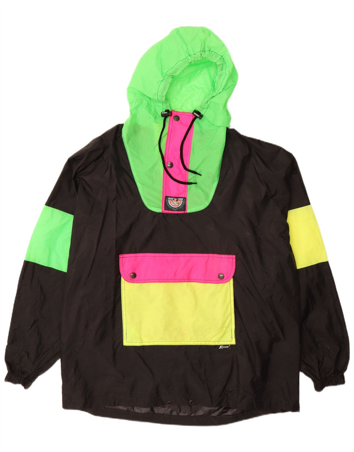 K-WAY Herre Hætte Anorak Jacket UK 40 Large Black Colourblock Polyamid