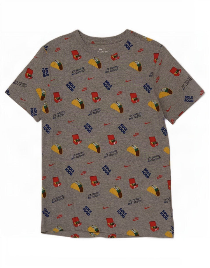 Nike grafisk T-shirt top mellem grå bomuld til mænd