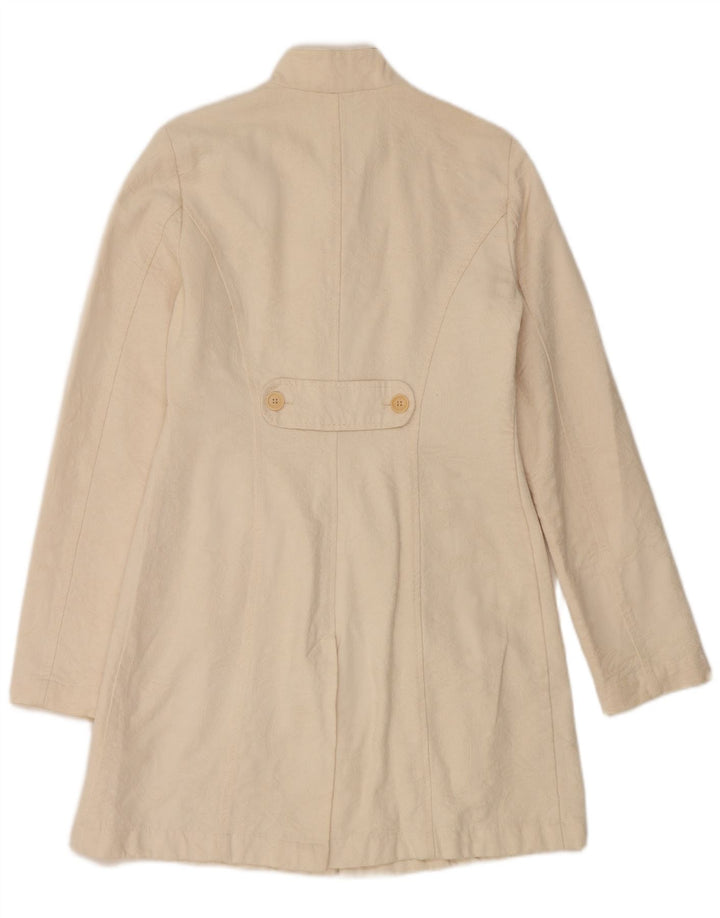 SISLEY Dame Overfrakke IT 42 Medium Off White Bomuld