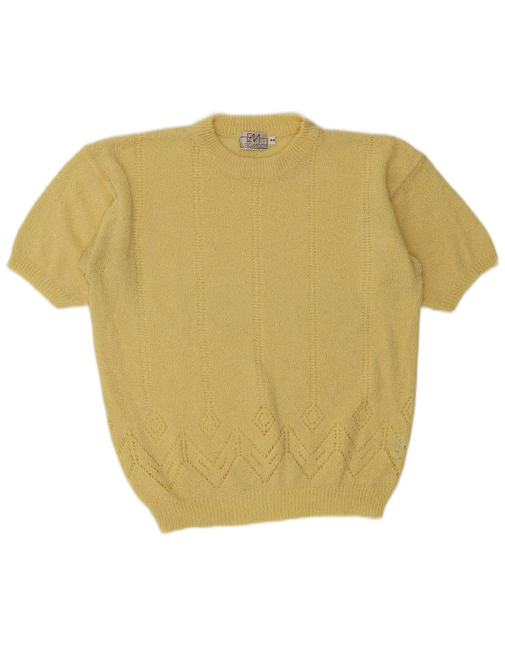 Euro Mode Dame Kortærmet Jumper Sweater IT 44 Medium Gul