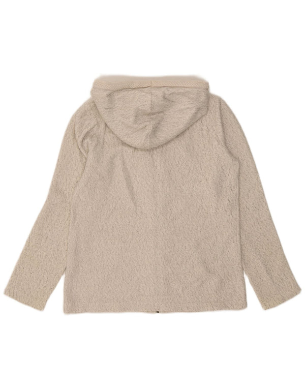 Fat Face Dame Oversized Zip Hoodie Sweater UK 8 Small Beige Bomuld