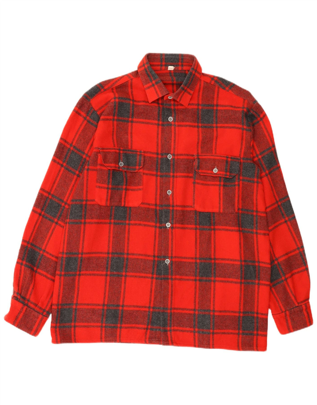 Vintage herre flannel skjorte str. 44 XL Rød plaid uld