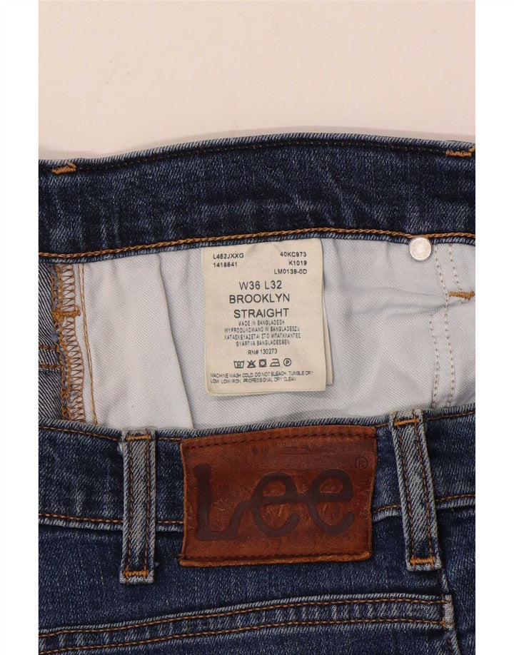Lee Herre Brooklyn Straight Jeans W36 L32 Blå Bomuld