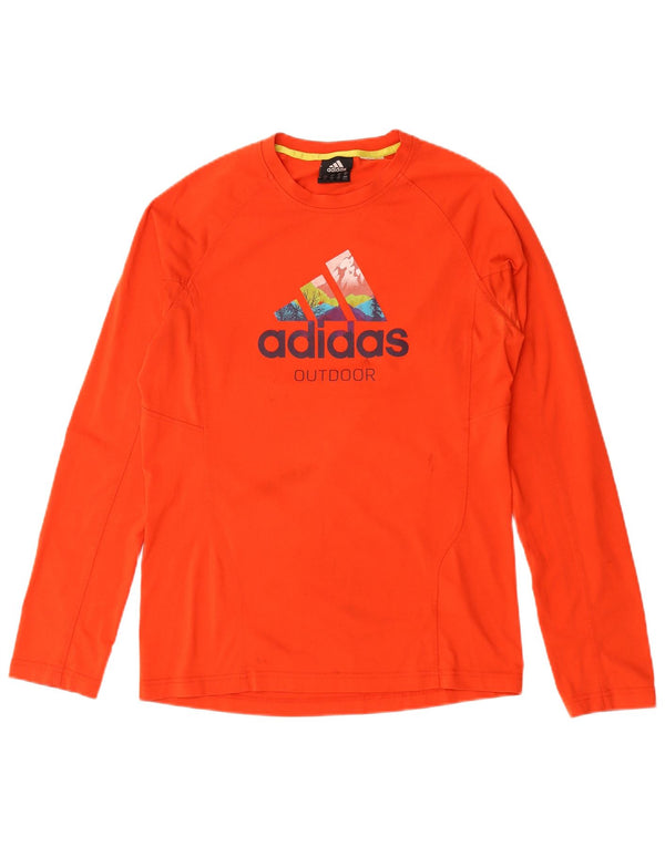 Adidas Herre Grafisk Top Langærmet UK 40/42 Medium Rød Polyester