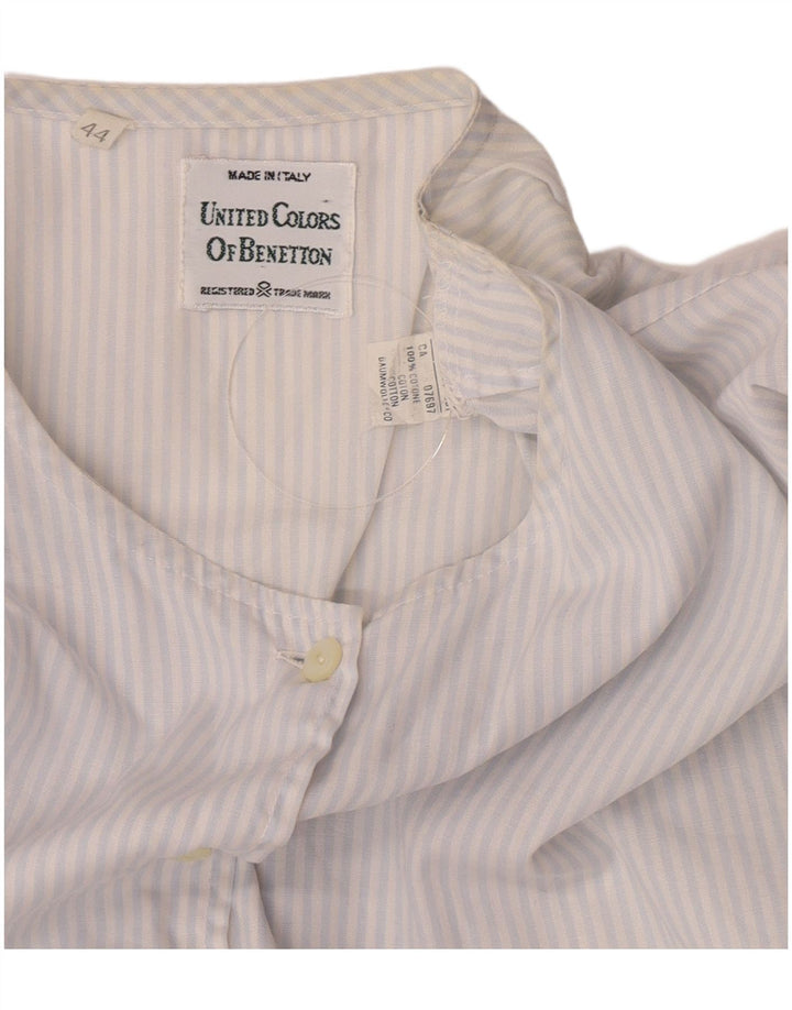 Benetton Dame Kortærmet Skjorte Bluse IT 44 Medium Blue Pinstripe