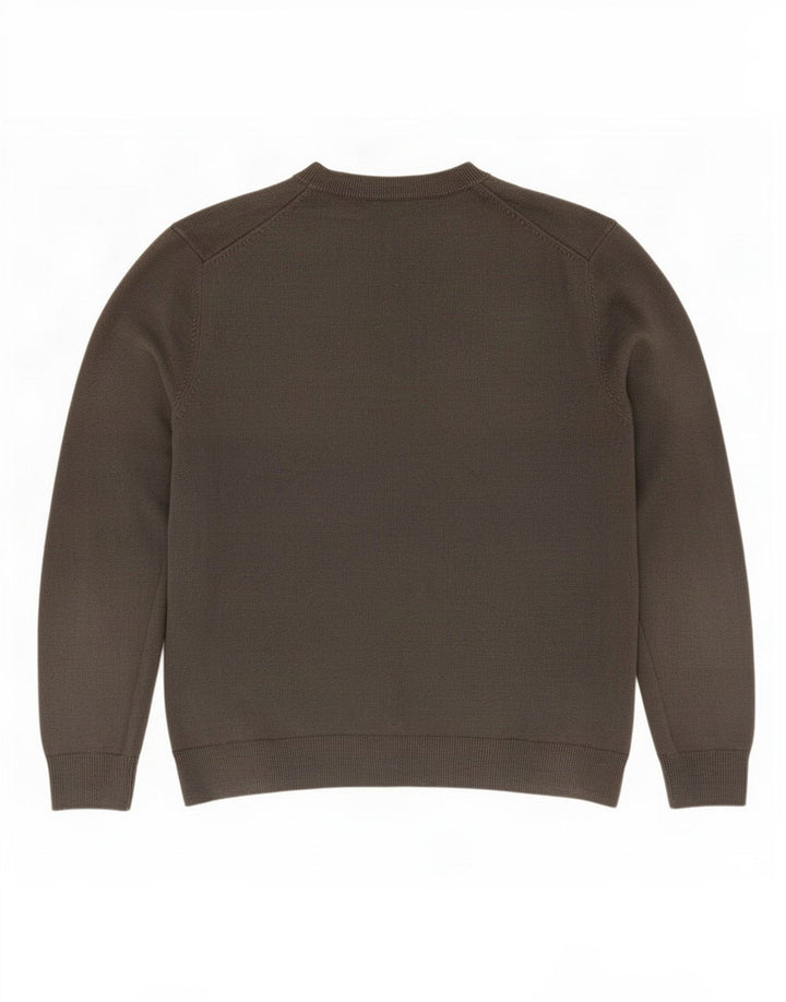 Zara Herre Crew Neck Jumper Sweater Stor Grå Linned