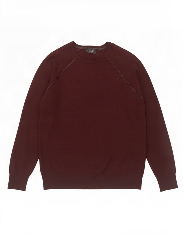 Zara Herre Boat Neck Jumper Sweater Large Burgundy Viscose