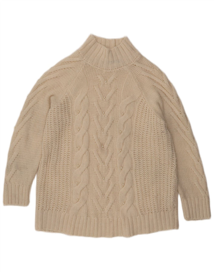 Marks & Spencer Dame Turtle Neck Jumper Sweater UK 16 Large Off White