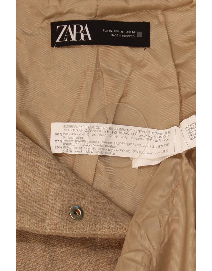 Zara Bomberjakke med hætte til kvinder UK 6 XS Beige Uld