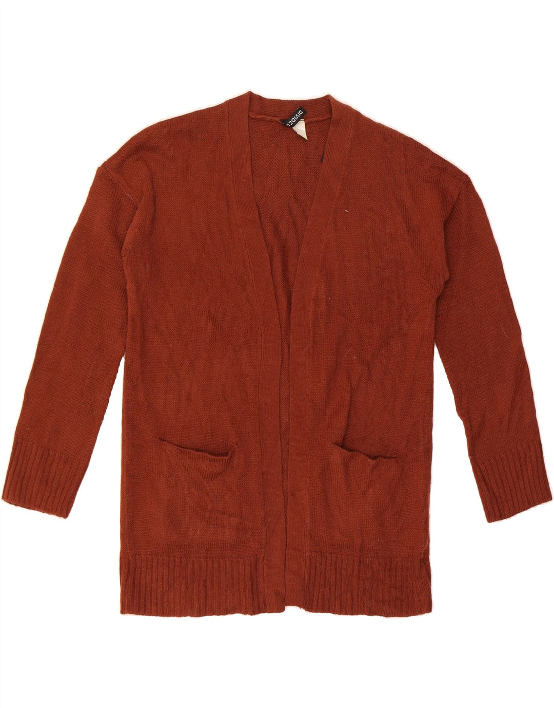 VINTAGE Womens Oversized Open Cardigan Sweater UK 10 Small Brown Acrylic Vintage Vintage and Second-Hand Vintage from Messina Hembry 