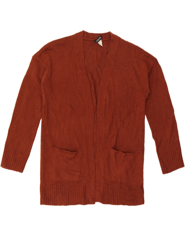 VINTAGE Womens Oversized Open Cardigan Sweater UK 10 Small Brown Acrylic Vintage Vintage and Second-Hand Vintage from Messina Hembry 