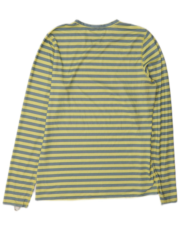 Patagonia Womens Top Long Sleeve UK 14 Medium Yellow Striped Polyester