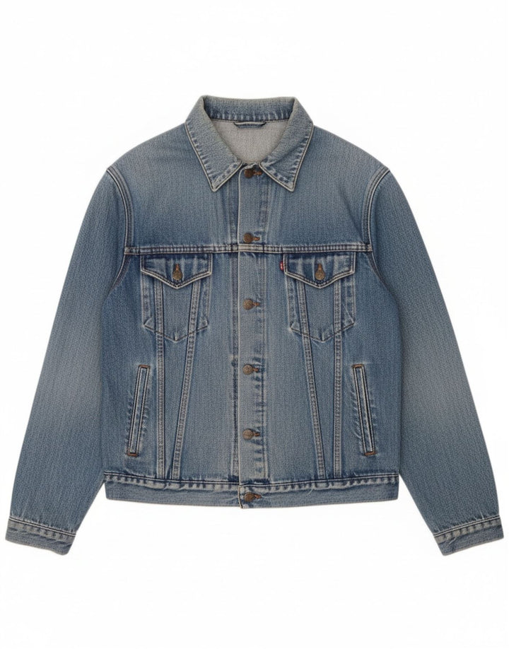 VINTAGE Mens Denim Jacket UK 36 Small Blue Cotton