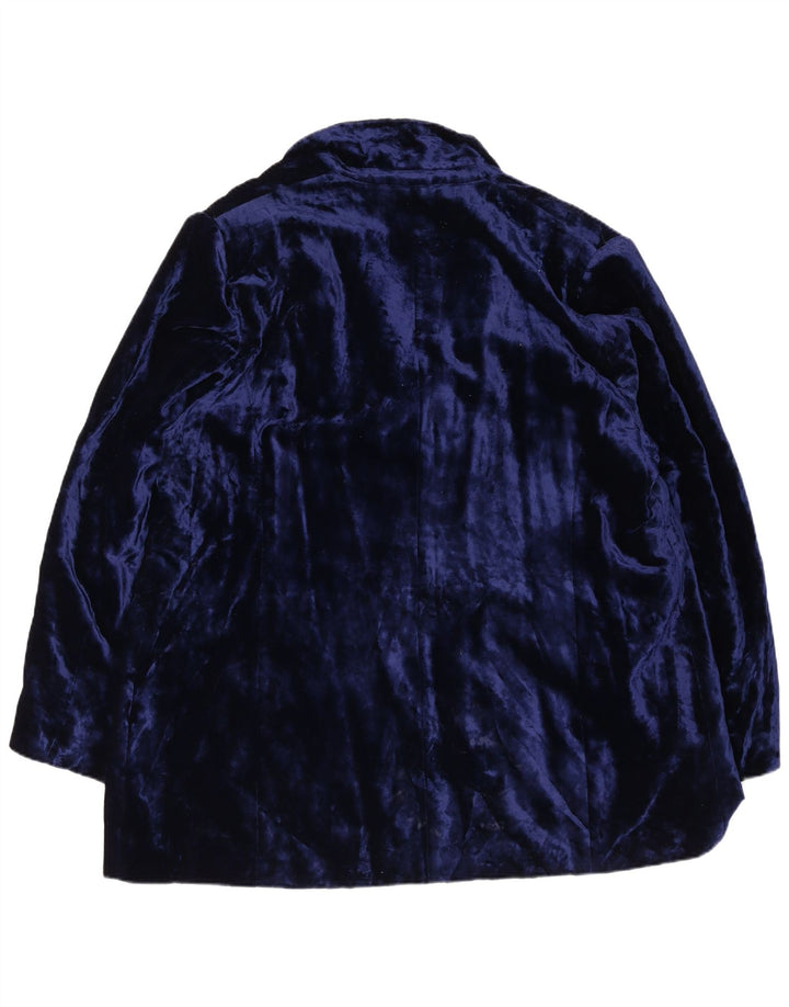 Marina Rinaldi Dame Basic 2 Button Velvet Blazer Jacket Størrelse 31 XL Blå