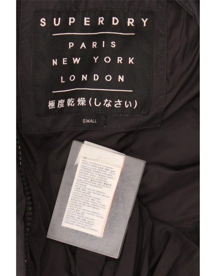 Superdry Dame Hætte Oversized Polstret Frakke UK 10 Lille Grå Polyester