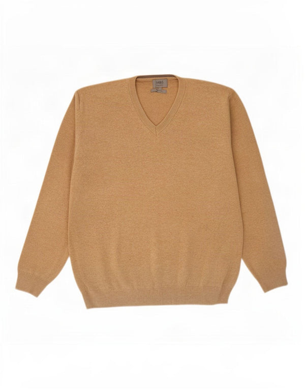 Marks & Spencer Herre V-hals sweater XL Beige Bomuld