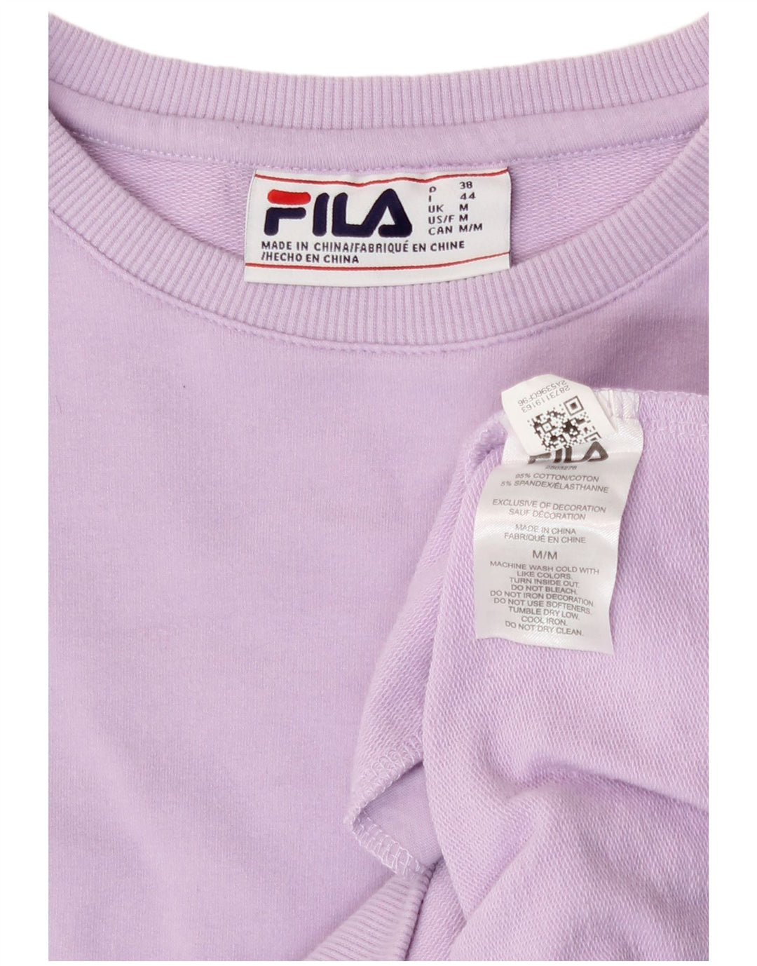 Fila Dame Sweatshirt Jumper UK 14 Medium Lilla Bomuld