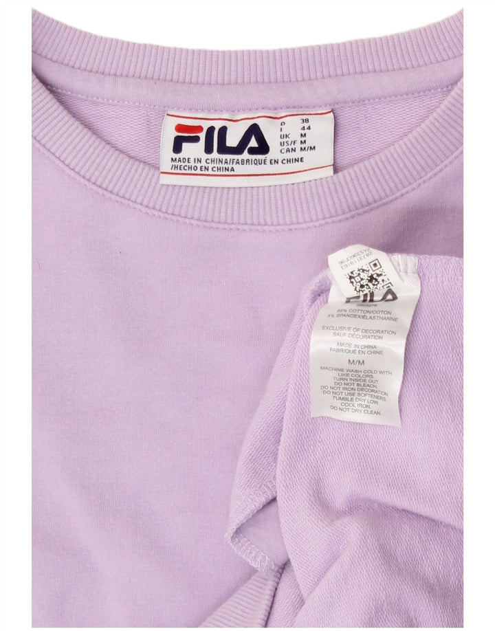 Fila Dame Sweatshirt Jumper UK 14 Medium Lilla Bomuld