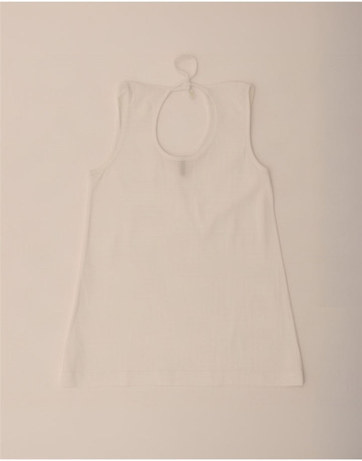 Benetton Dame ærmeløs bluse Top UK 12 Medium White