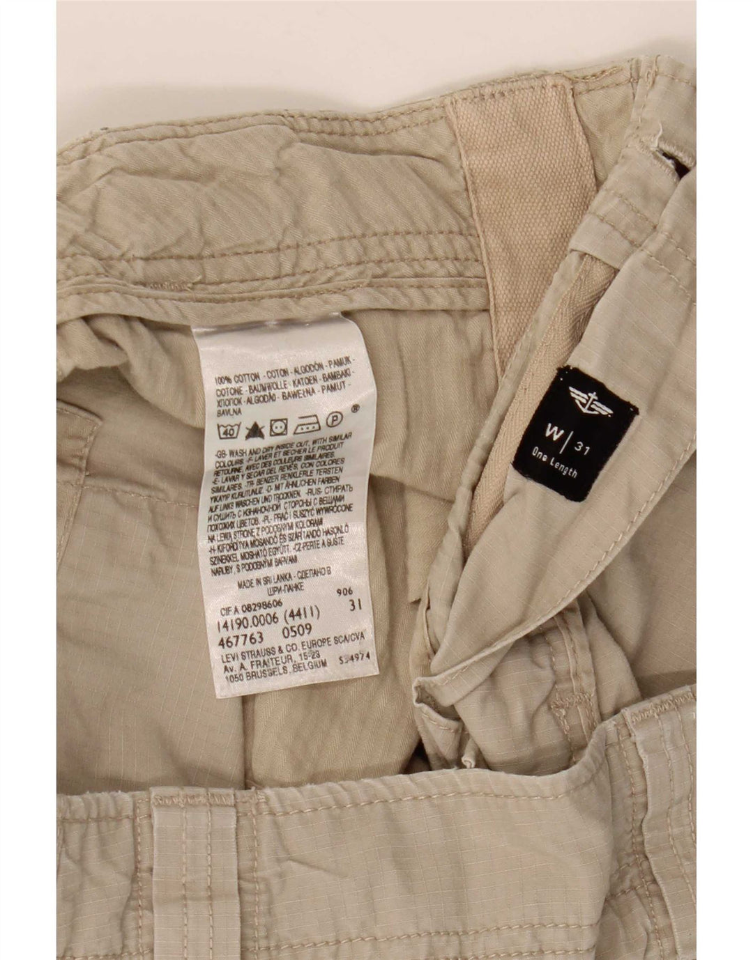 Dockers Herre Comfort Fit Cargo Shorts W31 Medium Beige Bomuld