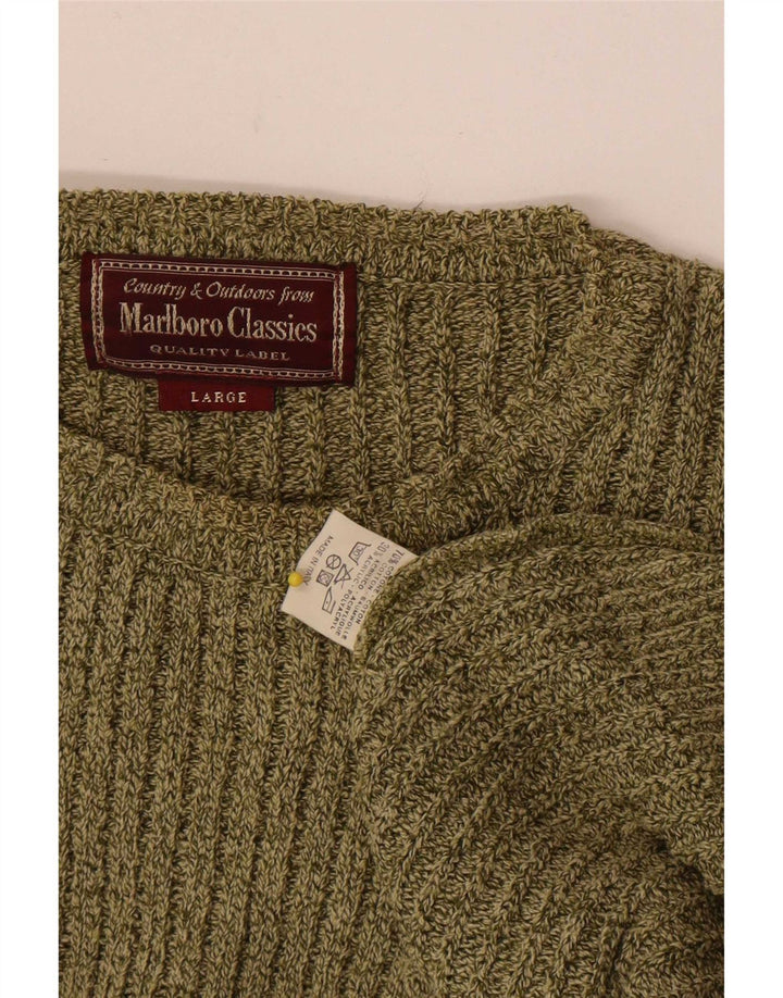 Marlboro Classics Herre Boat Neck Jumper Sweater Stor Grøn Bomuld